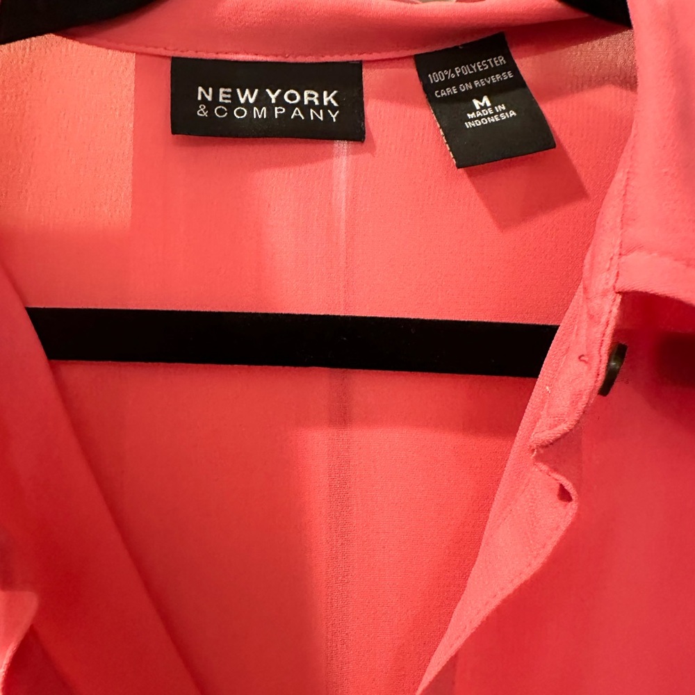 New York & Company Coral Button-Up Shirt
